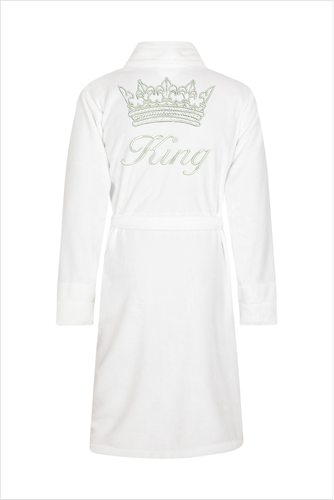 King + Korona Халат чоловічий флісовий ByShelly - білий/срібний