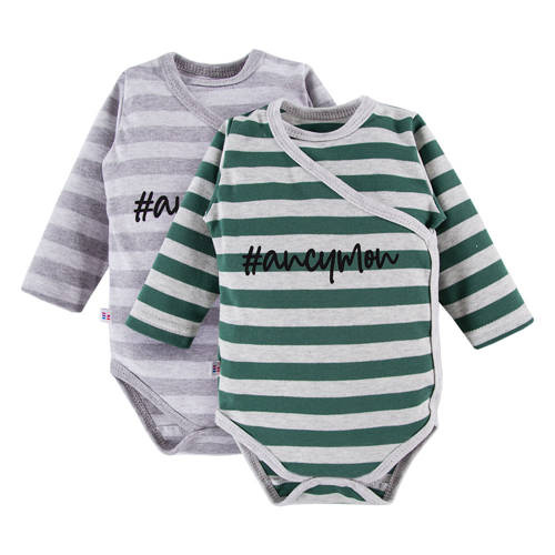 Дитяче боді на запах 2 шт. Ancymon Eevi, - сірий/зелений