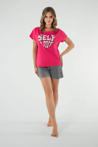 Піжама жіноча Selfie короткий рукав Italian Fashion,- амарант/меланж