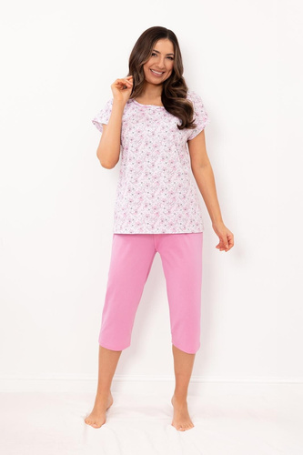 Жіноча піжама Regina 4002 бавовняна квіти 3/4 зручна
