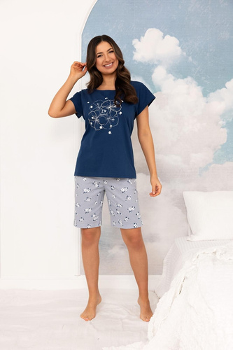 Жіноча піжама Regina 4003 бавовна коротка квітковий принт зручна