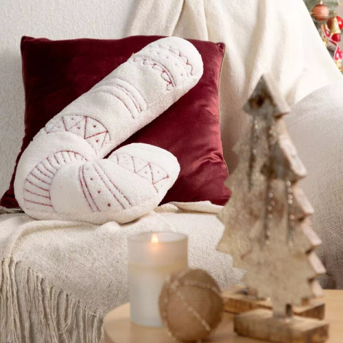 Різдвяна подушка Eurofirany 27x46 – цукрова тростина, букле, червоно-біла