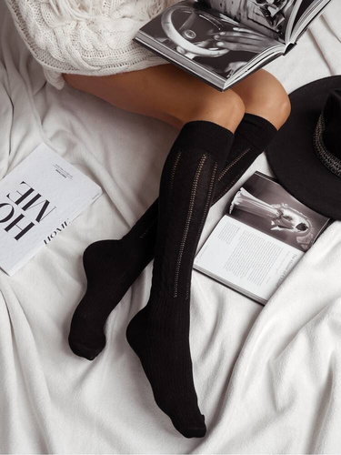 Підколінки жіночі 0330 Ażur Warkocz Milena,- чорний