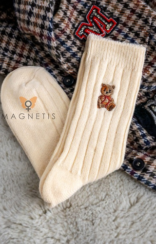 Жіночі теплі шкарпетки Magnetis YN5041 з вишивкою ведмедика