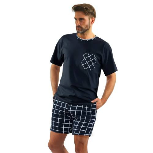Чоловіча піжама 2024/01 короткий рукав Sesto Senso, -  темно-синій