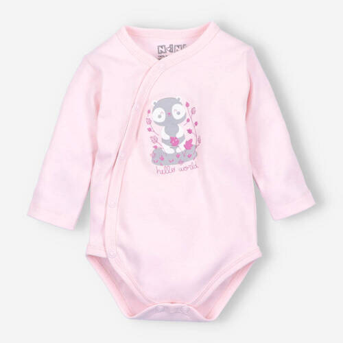 Боді на запах з органічної бавовни ABN-4140/RÓŻ Wesoła Panda Nini рожевий