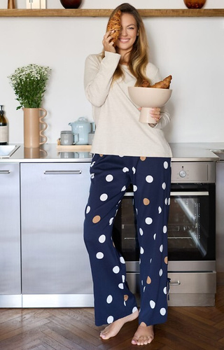 Жіноча піжама Oceane PW85 Mefemi – віскозна, у горошок, з бантиками