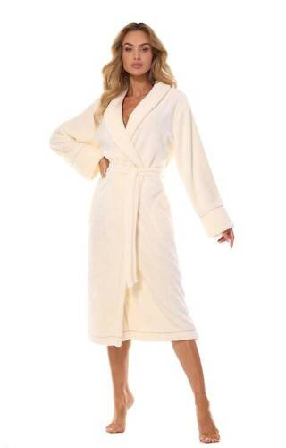 Довгий жіночий халат 2413 Camelia L&L, - екрю