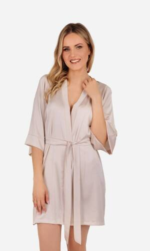 Жіночий сатиновий халат Liza ByShelly - бежевий