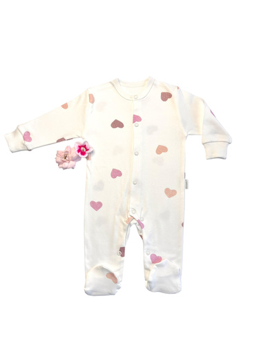 Дитячий чоловічок Mamatti PA15040 – білий у сердечка, з ніжками, на кнопках