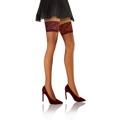 Жіночі самотримаючі панчохи в сіточку Brio Sesto Senso,- бордовий