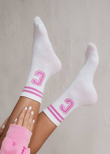 Шкарпетки жіночі 0200 Wzór Litera C Milena, - білий/рожевий