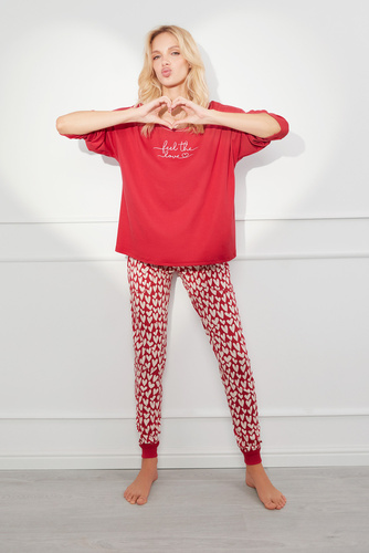 Піжама жіноча Evora Italian Fashion, -червоний/принт