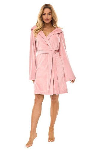 2509 Luna Жіночий халат L&L короткий з капюшоном, пудрово-рожевий – зручний і легкий