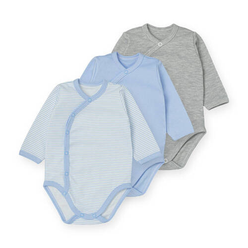 Комплект дитячих боді на запах 3 шт Martex,- голубий