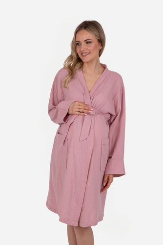 Мусліновий халат для вагітних Mommy ByShelly, - димчасто-рожевий
