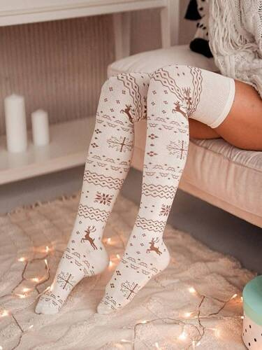 Заколінки жіночі новорічні 1276 Milena - кремово-бежевий