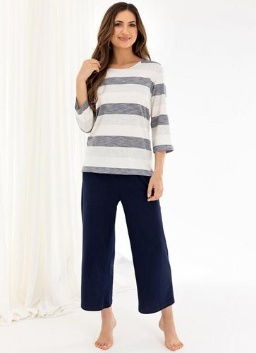 Жіноча піжама 719 Regina, темно-синій – віскоза та бавовна, рукав 3/4, штани 3/4