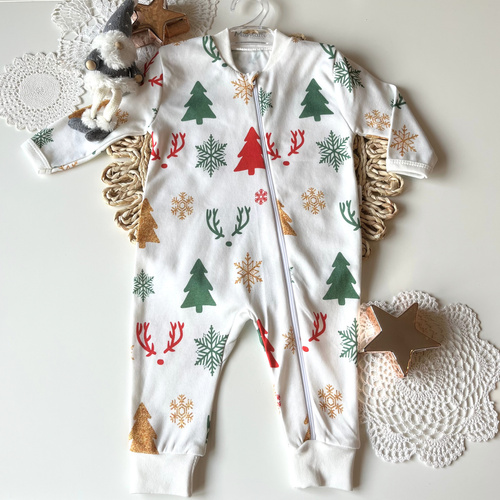 Дитячий святковий комбінезон Mamatti PS01 Merry Christmas – без стоп, на блискавці