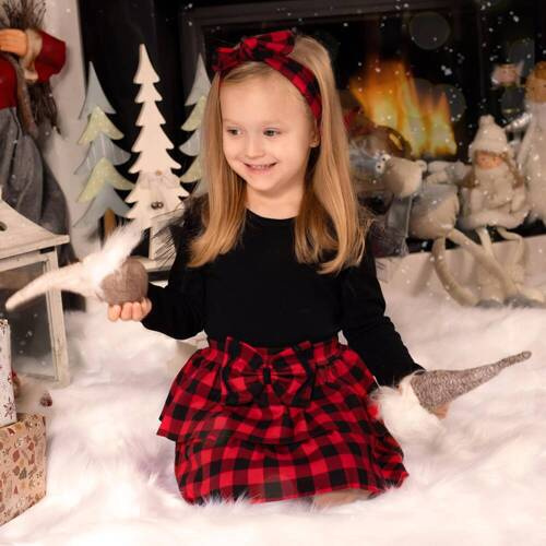 Картата спідничка для дівинки 163578 "Magia Świąt" Nicol, - клітинка: чорний, червоний