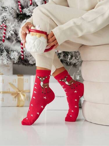 Жіночі шкарпетки новорічні 1283 Milena - 40 червоний
