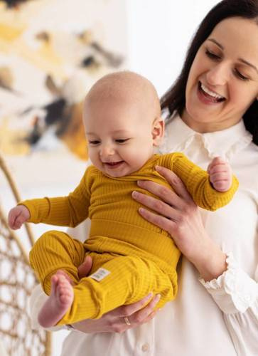 Дитяче боді в рубчик "Natural Harmony" Makoma, - медовий