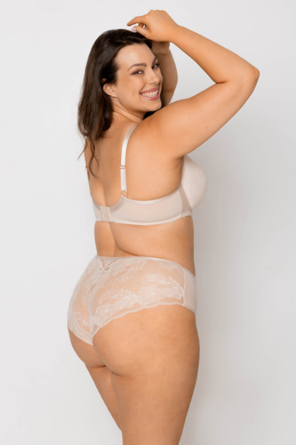 Mediolano Amelia 19201 Beige — високі жіночі трусики з мережива і тюлю