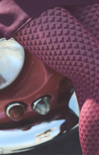 1233 Cherie Колготки Gabriella 60 den, бордо - узор з сердечками