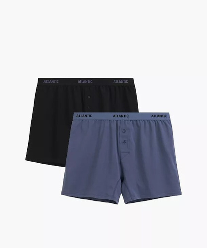Чоловічі боксерки Atlantic 2MBX-0255 A2 2-pack чорний-денім, вільні, 100% бавовна