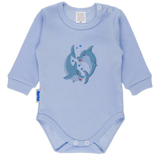 Дитяче боді Delfinki з довгим рукавом Martex, - блакитний