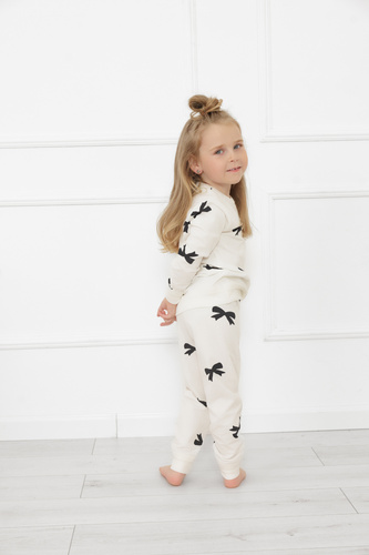 Піжама для дівчинки Figaro Italian Fashion, - екрю, бавовна, довгий рукав і штани