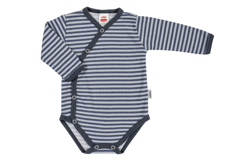 Дитяче боді з довгим рукавом 0327N "Strip Types" Makoma, - блакитний