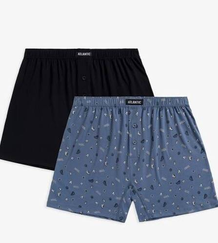 Набір боксерок вільних 2 шт. 2MBX-045 A'2 Atlantic - блакитний/чорний