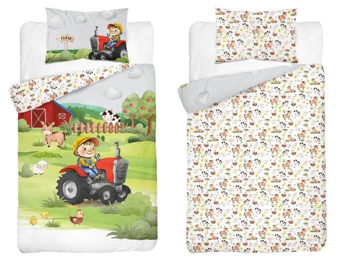 Бавовняний постільний комплект у дитяче ліжечко Ферма/ 4781 B Farma Detexpol, - червоний