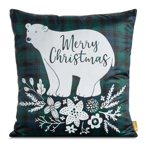 Декоративна наволочка святкова Cherry 05 з ведмедиком Eurofirany, - зелений