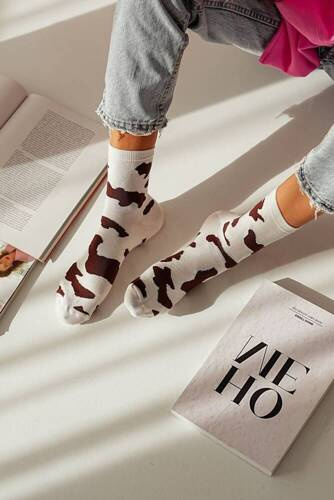 Шкарпетки жіночі Корівка 0200-104 Krówki Milena, - екрю/коричневий