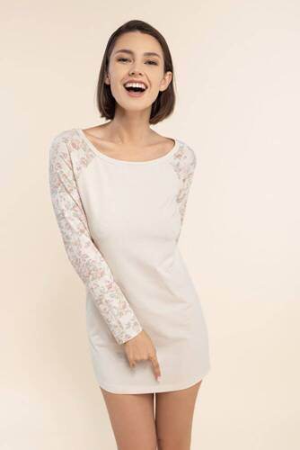 Нічна сорочка 36  Bonamera,- бежевий/квіти