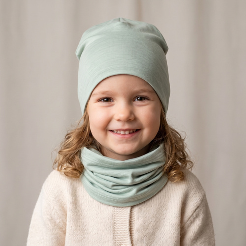 229120 Nicol Шапка Merino 100% вовна дитяча двошарова зелена
