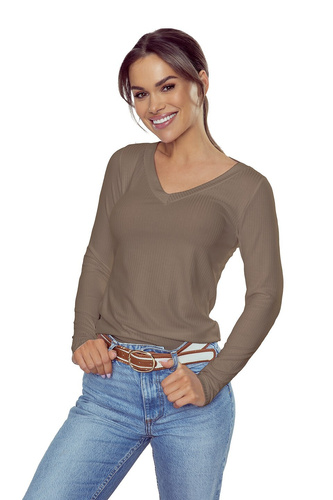 Жіноча блузка Active Eleonor Eldar віскоза рубчик V-подібний виріз coffee