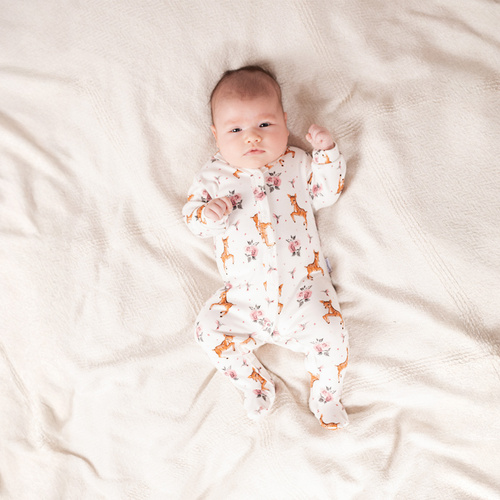 Дитячий чоловічок Nicol Lala 216031 – бавовна, візерунок із оленятами та трояндами