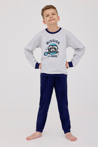 Піжама для хлопчика 268/166 Mission Cornette, - світло-сірий меланж/темно-синій