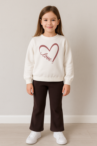 Bambarillo Love Heart – дитяча кофта кольору екрю з трикотажу
