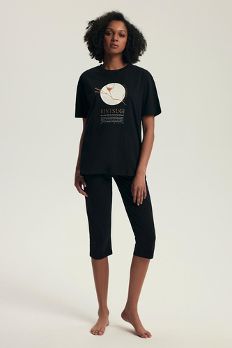 Жіноча бавовняна піжама Henderson Dairoku 43728  чорний