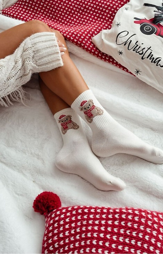 Жіночі шкарпетки Milena 1283-031 – святковий ведмедик, бавовна