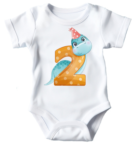 Дитяче боді SKU A029 "Urodziny Dino 2 latka" Moocha, - білий