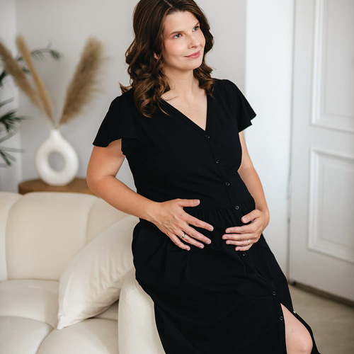 Сорочка для вагітних на ґудзиках Linda Eevi – чорний колір