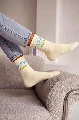 Жіночі бавовняні шкарпетки Milena 0200-239 Capri– зручні, у рубчик ecru