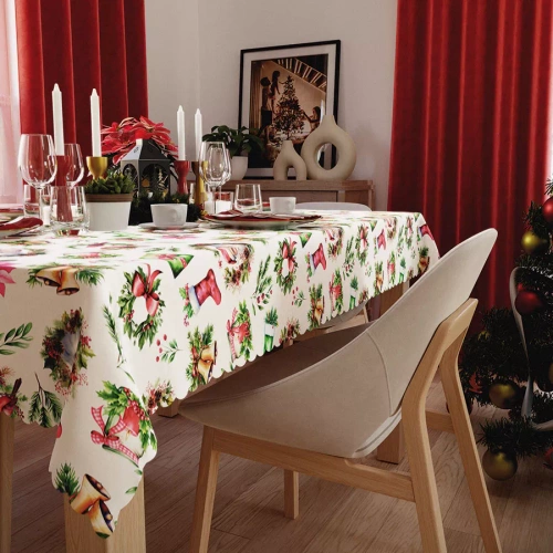 Різдвяна скатертина C03 140x240 червона Markizeta