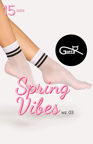 Жіночі шкарпетки Spring Vibes wz.03 15 ден Gatta -білий/чорний