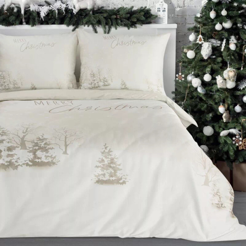 Snowflake  Комплект постільної білизни із мікроволокна Eurofirany, – білий, зимовий пейзаж, двостороння, швидко висихає, різдвяна тематика